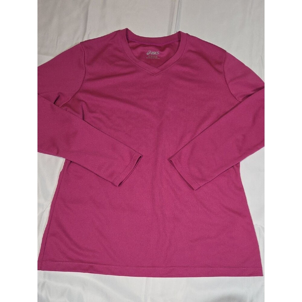 Asics Size Large V-neck Long Sleeve Athletic Shirt Womens